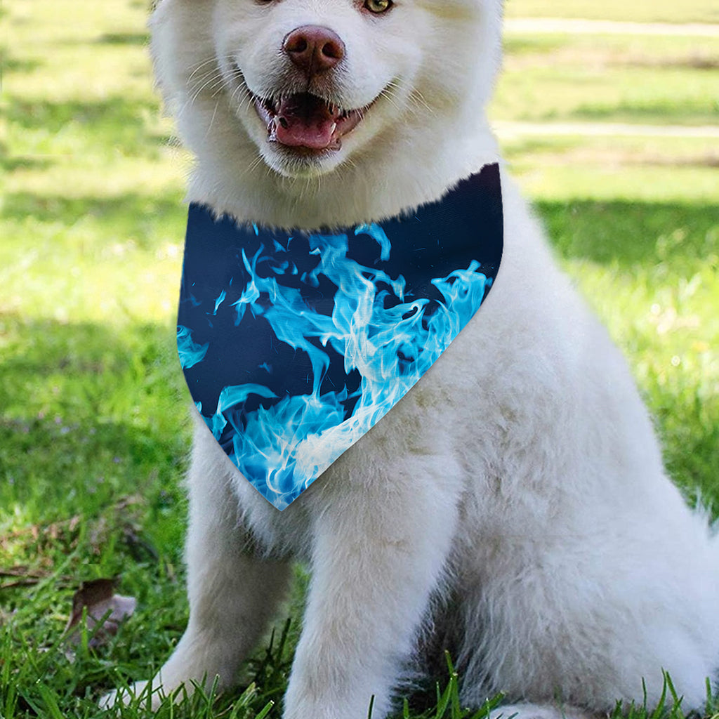 Red And Blue Fire Print Over The Collar Dog Bandana