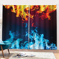 Red And Blue Fire Print Pencil Pleat Curtains