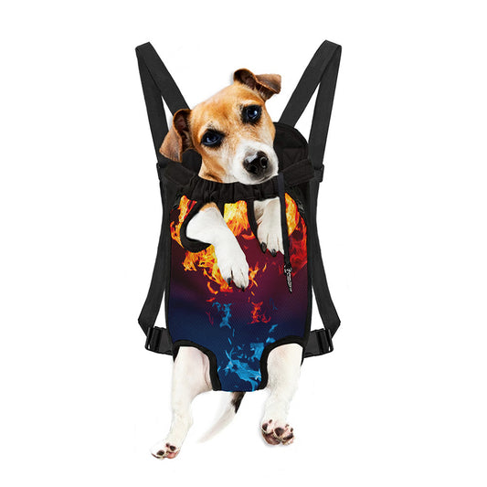 Red And Blue Fire Print Pet Carrier Backpack