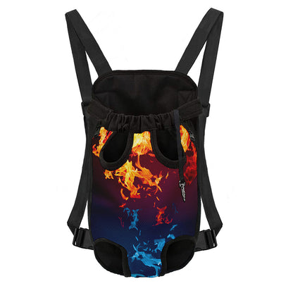 Red And Blue Fire Print Pet Carrier Backpack
