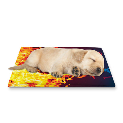 Red And Blue Fire Print Pet Cooling Mat Cover