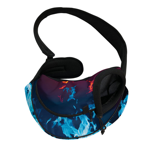 Red And Blue Fire Print Pet Sling Carrier