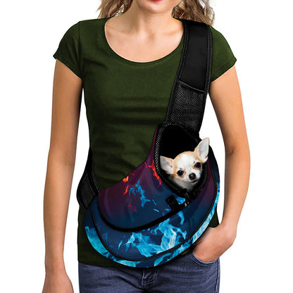 Red And Blue Fire Print Pet Sling Carrier