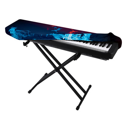 Red And Blue Fire Print Piano Keyboard Cover