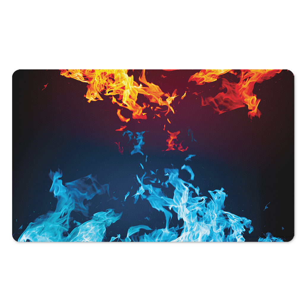 Red And Blue Fire Print Polyester Doormat