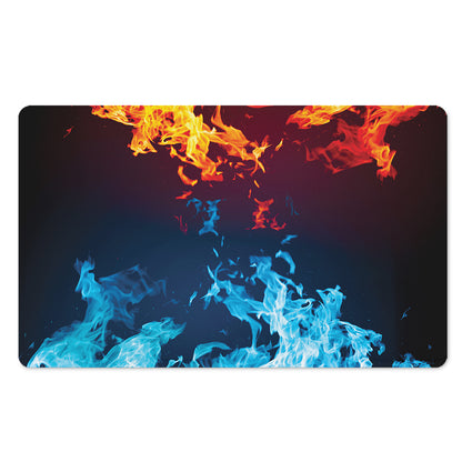 Red And Blue Fire Print Polyester Doormat