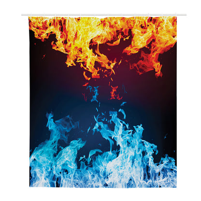 Red And Blue Fire Print Polyester Shower Curtain
