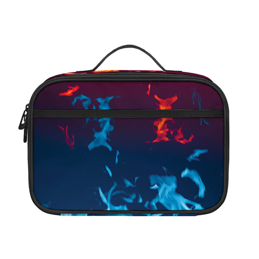Red And Blue Fire Print Portable Lunch Bag