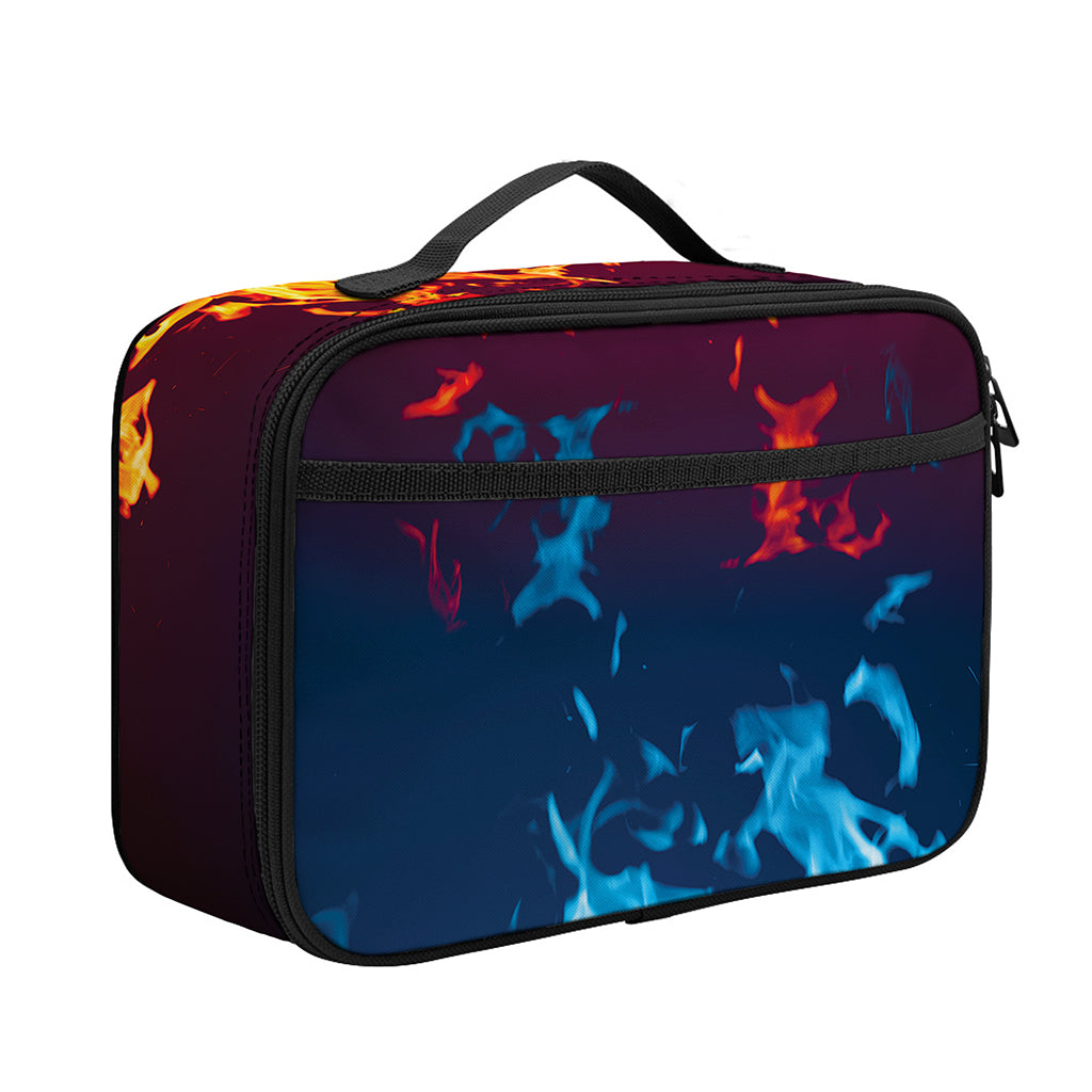 Red And Blue Fire Print Portable Lunch Bag