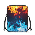 Red And Blue Fire Print Rectangular Crossbody Bag