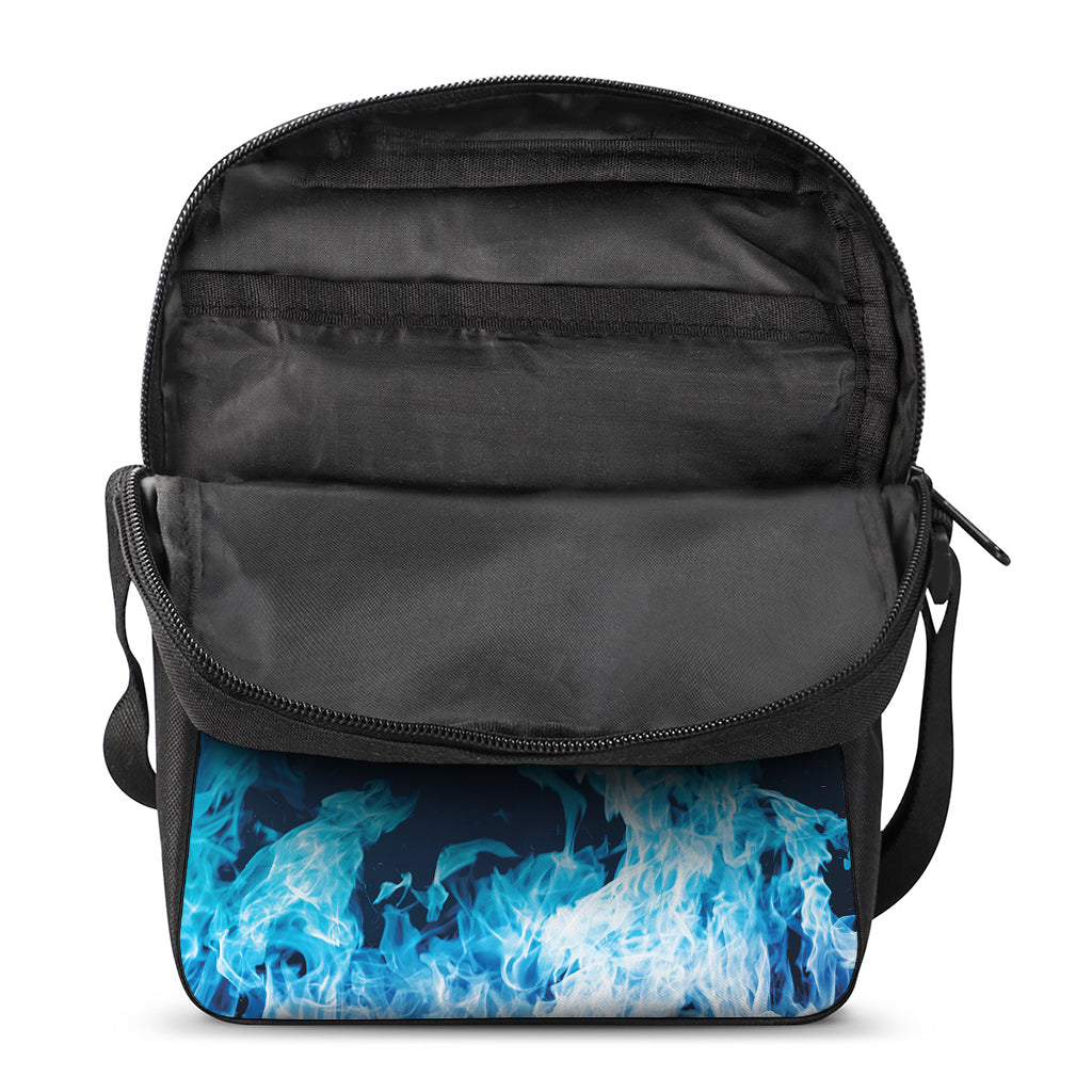 Red And Blue Fire Print Rectangular Crossbody Bag