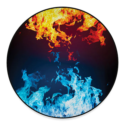Red And Blue Fire Print Round Floor Mat