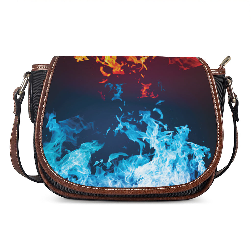 Red And Blue Fire Print Saddle Bag