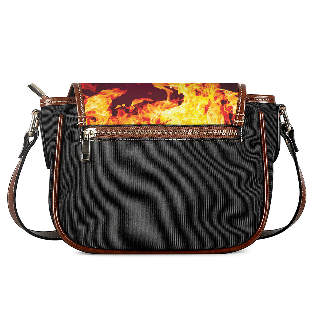 Red And Blue Fire Print Saddle Bag