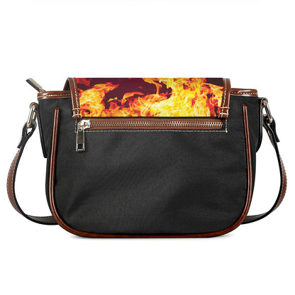 Red And Blue Fire Print Saddle Bag