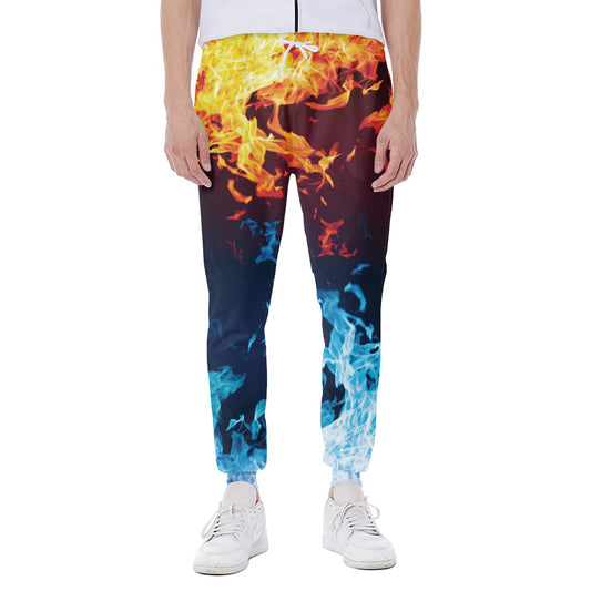 Red And Blue Fire Print Scuba Joggers