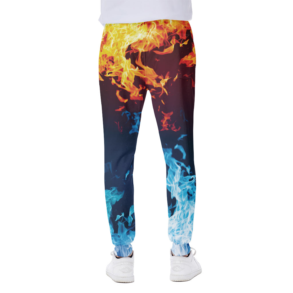Red And Blue Fire Print Scuba Joggers