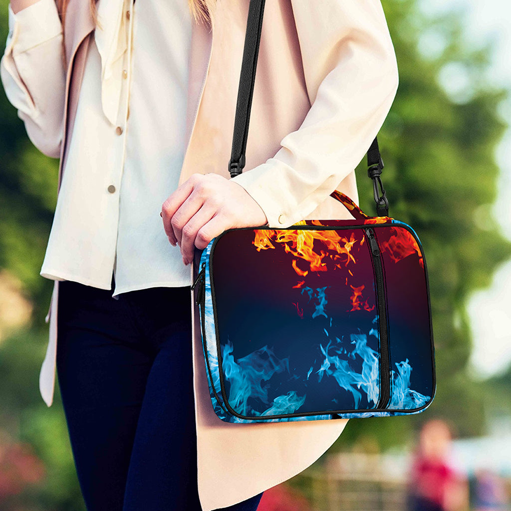 Red And Blue Fire Print Shoulder Strap Bible Bag