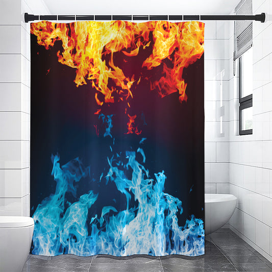 Red And Blue Fire Print Shower Curtain