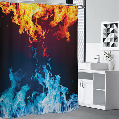 Red And Blue Fire Print Shower Curtain