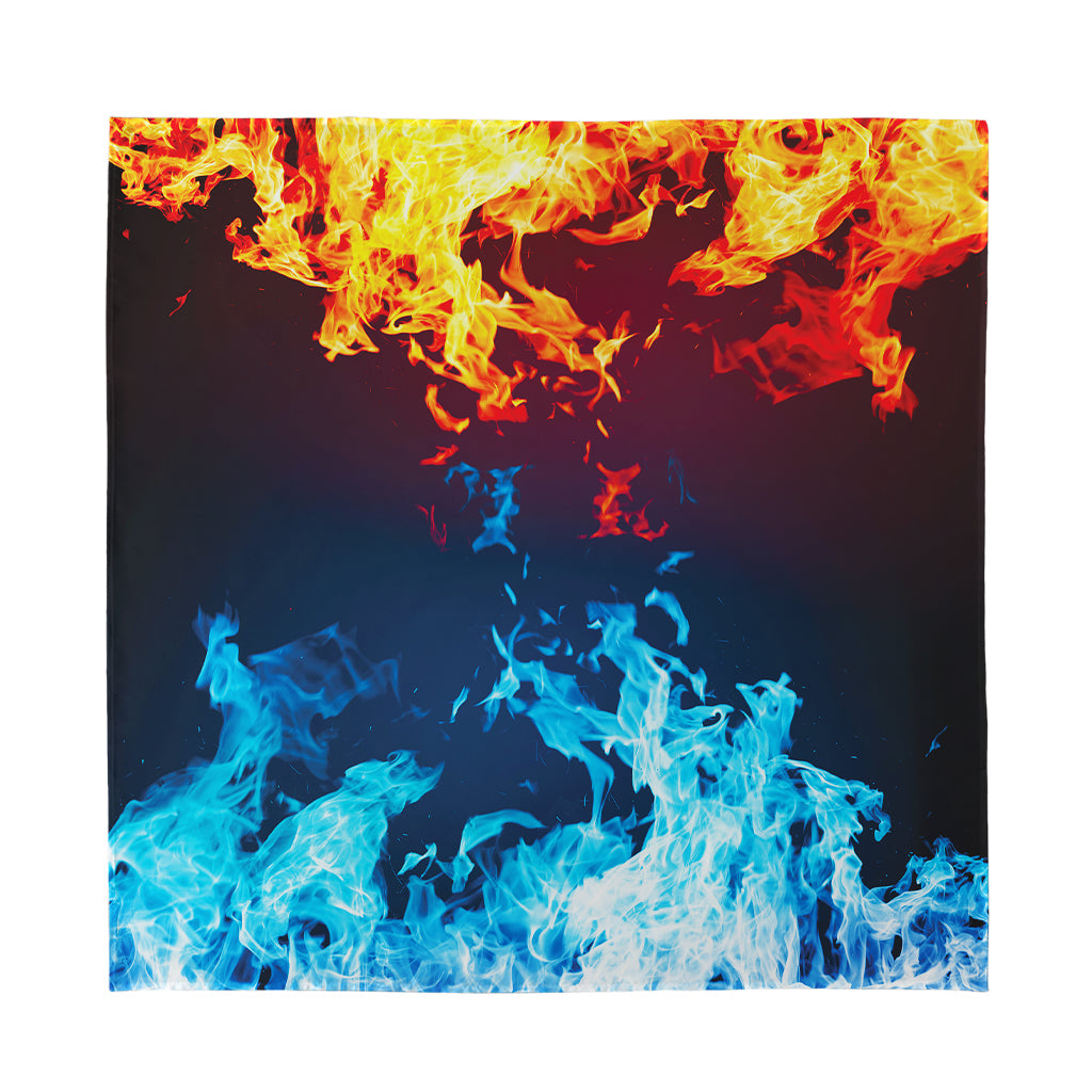 Red And Blue Fire Print Silk Bandana
