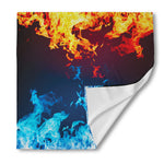 Red And Blue Fire Print Silk Bandana