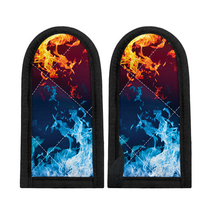Red And Blue Fire Print Skillet Handle Cover