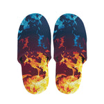 Red And Blue Fire Print Slippers