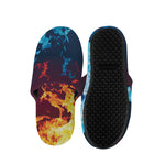 Red And Blue Fire Print Slippers