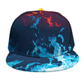 Red And Blue Fire Print Snapback Cap