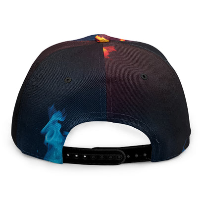 Red And Blue Fire Print Snapback Cap