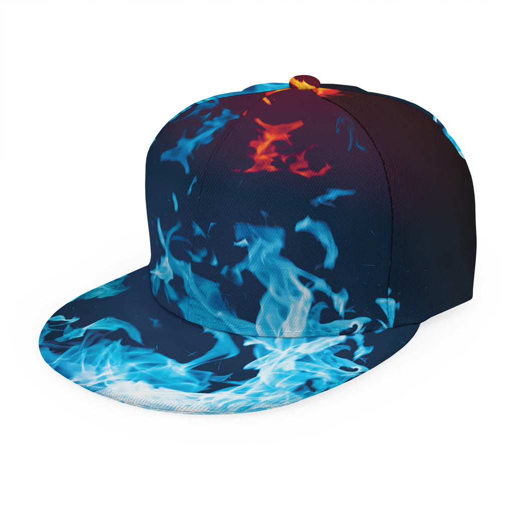Red And Blue Fire Print Snapback Cap