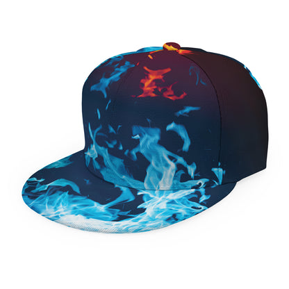 Red And Blue Fire Print Snapback Cap