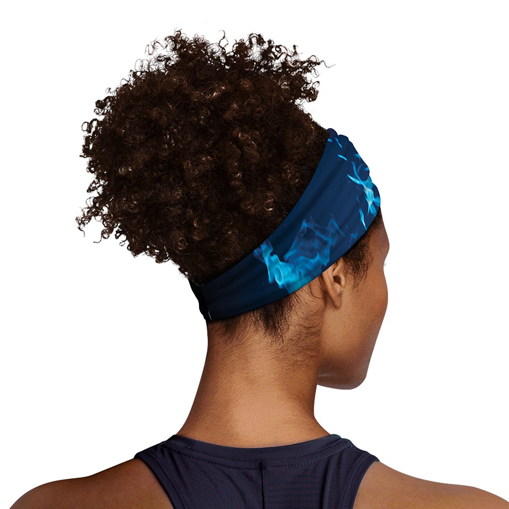 Red And Blue Fire Print Sports Headband