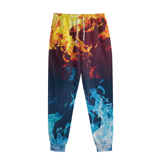 Red And Blue Fire Print Sweatpants
