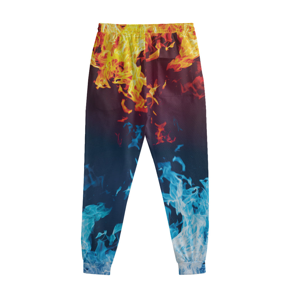 Red And Blue Fire Print Sweatpants