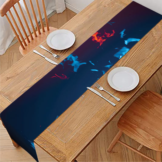 Red And Blue Fire Print Table Runner