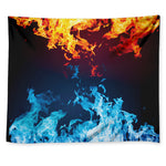 Red And Blue Fire Print Tapestry