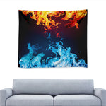 Red And Blue Fire Print Tapestry