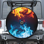 Red And Blue Fire Print Tire Cover With Camera Hole