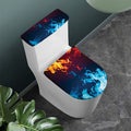 Red And Blue Fire Print Toilet Lid And Tank Cover Set