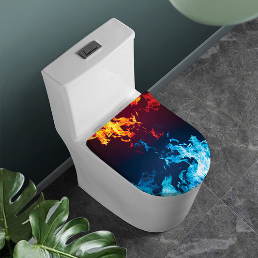 Red And Blue Fire Print Toilet Lid Cover