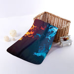 Red And Blue Fire Print Towel