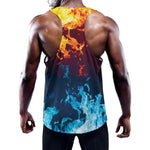 Red And Blue Fire Print Training Tank Top