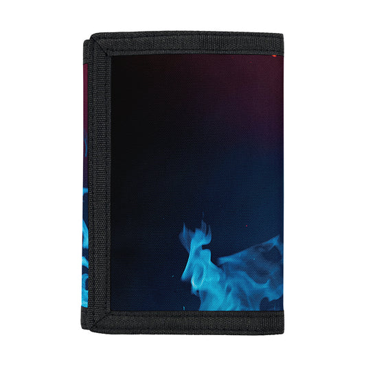 Red And Blue Fire Print Trifold Wallet