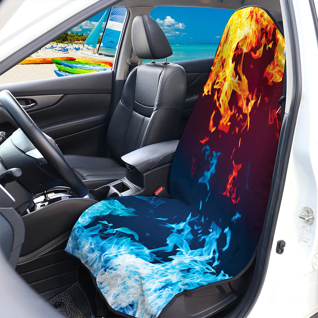 Red And Blue Fire Print Waterproof Car Seat Cover