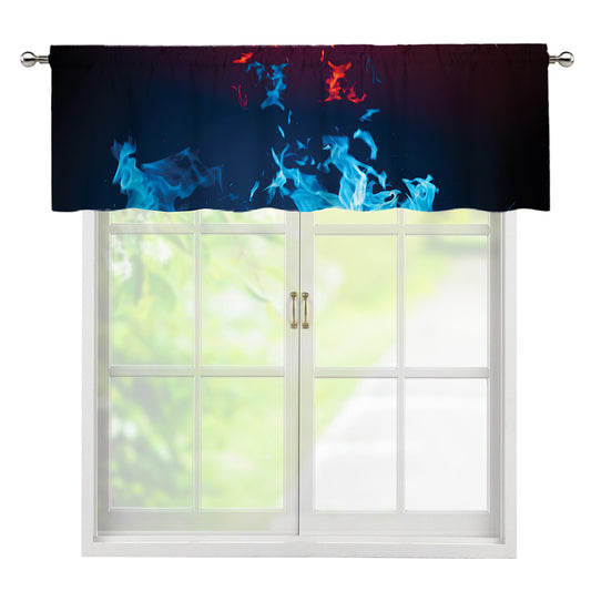 Red And Blue Fire Print Window Valance