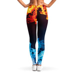 Red And Blue Fire Print Women's Leggings