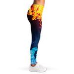 Red And Blue Fire Print Women's Leggings