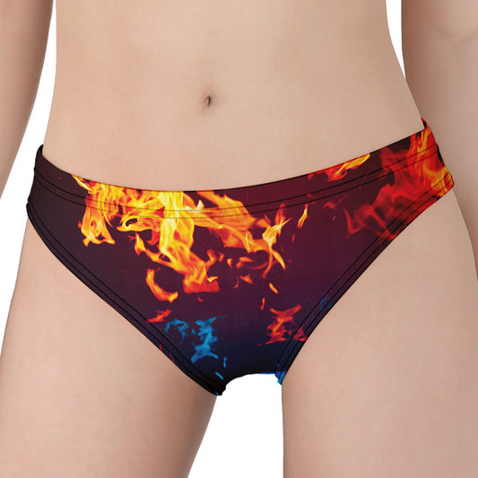 Red And Blue Fire Print Women's Panties